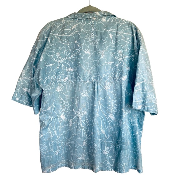 Acacia Swimwear Cotton Button up Demi shirt in Moorea Blue Floral - Picture 2 of 10